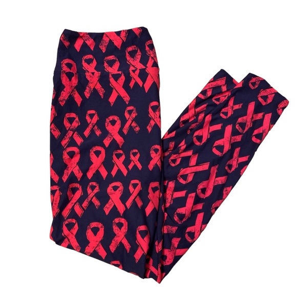 Cancer Awareness LuLaRoe Leggings Buttery Soft Pink Ribbons Size OS (2-10) New - Picture 2 of 3